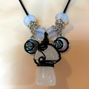 Goth Fairy Clear Quartz Mushie Handcrafted Necklace